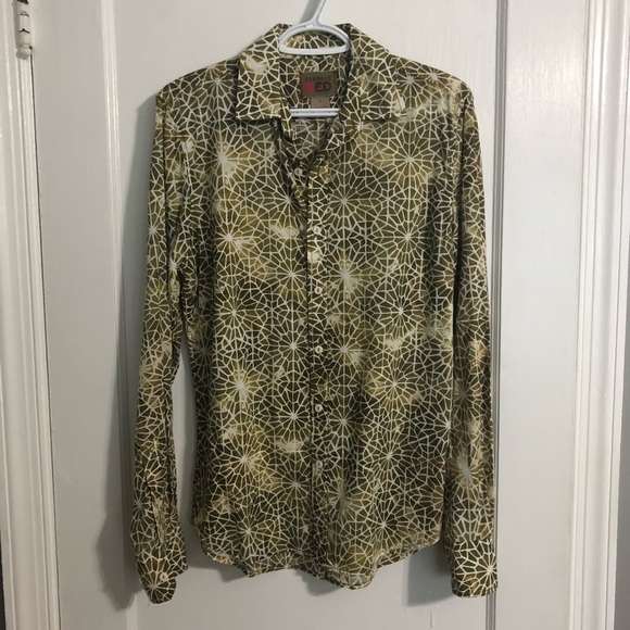 Vintage Red Psychedelic Brown Shirt Medium - Picture 1 of 7